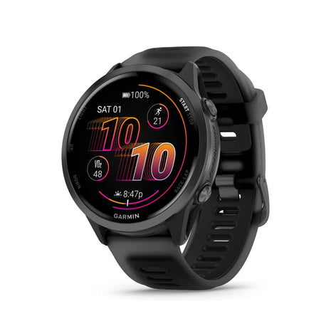 Garmin® Forerunner® 570, 47mm, Advanced GPS Running and Triathlon Smartwatch, AMOLED Display, Training and Recovery Features, Slate Gray Aluminum with Translucent Black/Black Band
