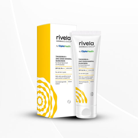 Rivela Dermascience By Cipla SPF 50, PA+++ Mineral Sunscreen Lotion For Normal to Dry Skin, 50ml