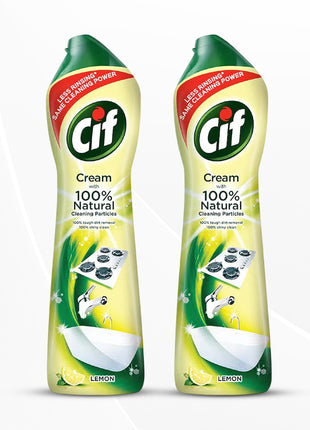Cif Lemon Abrasive Surface Cleaner Cream for Kitchen & Bathroom, 500ml 2 pack