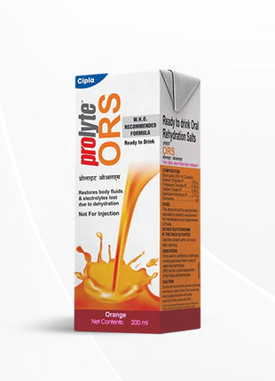 Cipla Prolyte ORS Ready to Drink Oral Rehydration Contains Vital Electrolytes | Orange, Pack of 10