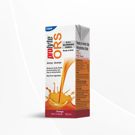 Cipla Prolyte ORS Ready to Drink Oral Rehydration Contains Vital Electrolytes | Orange, Pack of 10