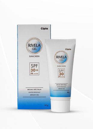 Cipla Rivela Gel SPF30+++ Sunscreen Gel | Non-Sticky Finish | For Normal To Oily Skin | 60G
