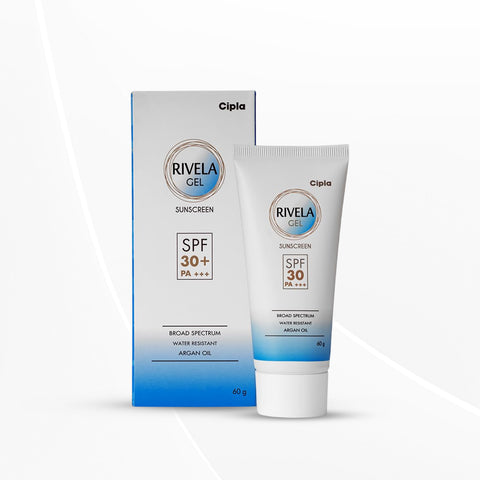 Cipla Rivela Gel SPF30+++ Sunscreen Gel | Non-Sticky Finish | For Normal To Oily Skin | 60G