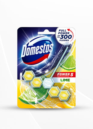 Domestos Toilet Rim Block with Power of 5, Limescale Removal with Long Lasting Fragrance, 55 gm