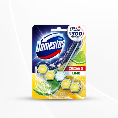 Domestos Toilet Rim Block with Power of 5, Limescale Removal with Long Lasting Fragrance, 55 gm