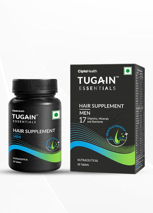 Tugain Essentials Hair Supplement for Men With 17 Vitamins, Minerals and Nutrients, 30 Tablets