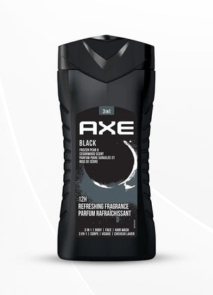 Axe Black 3 In 1 Body, Face & Hair Wash For Men, Long-Lasting Refreshing Frozen Pear & Cedarwood, 250Ml