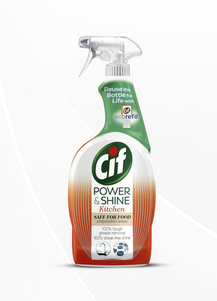 Cif Power & Shine Kitchen Cleaner Spray, Naturally Derived Cleaning Agents, 700ml (Pack of 2)
