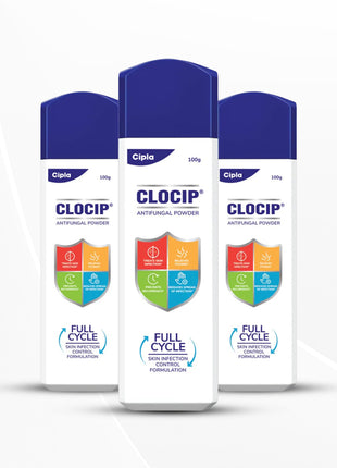Cipla Clocip Antifungal Powder 100gm (Pack of 3)