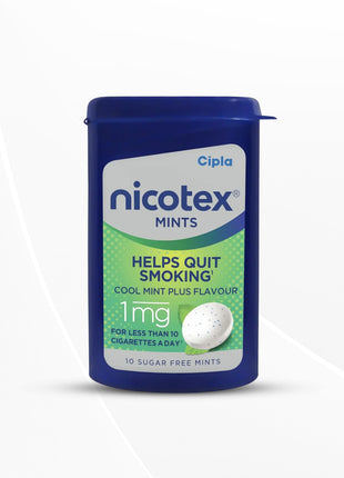 Cipla Nicotex Mints | Nicotine 1mg Lozenges (10 Pcs) | Sugar Free | Cool Mint Plus Flavour