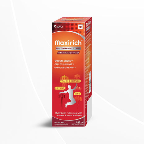 Cipla Maxirich Multivitamin Syrup | Boosts Immunity | Powerhouse of Vitamins & Minerals | 200 ml (Pack of 2)