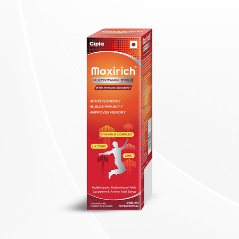 Cipla Maxirich Multivitamin Syrup | Boosts Immunity | Powerhouse of Vitamins & Minerals | 200 ml (Pack of 3)