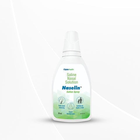Cipla Naselin Saline Spray | Clears nasal congestion | 20 ml Pack of 6