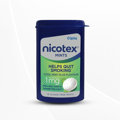 Cipla Nicotex Mints | Nicotine 1mg Lozenges | Sugar Free | Cool Mint Plus Flavour | 12 pack