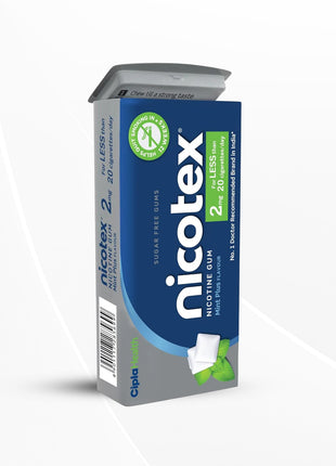 Cipla Nicotex Nicotine Sugar Free Mint Plus Gums 2mg | 29 Gums each Tin