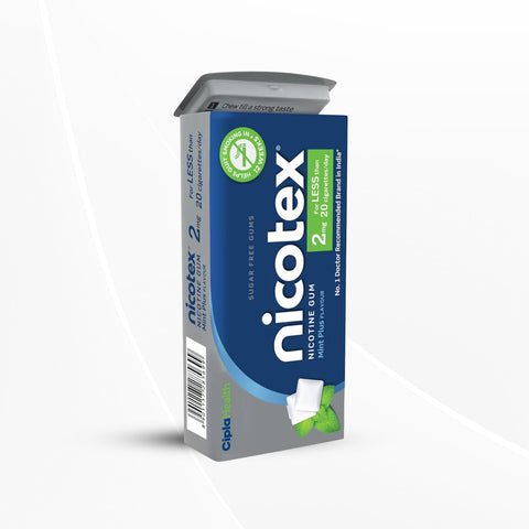 Cipla Nicotex Nicotine Sugar Free Mint Plus Gums 2mg | 29 Gums each Tin | Pack of 18