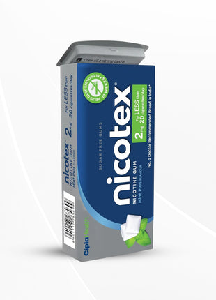 Cipla Nicotex Nicotine Sugar Free Mint Plus Gums 2mg | 29 Gums each Tin | Pack of 2