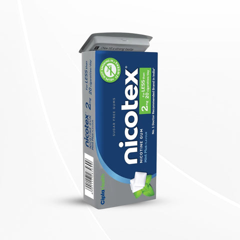 Cipla Nicotex Nicotine Sugar Free Mint Plus Gums 2mg | 29 Gums each Tin | Pack of 2