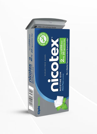 Cipla Nicotex Nicotine Sugar Free Mint Plus Gums 2mg | 29 Gums each Tin | Pack of 4