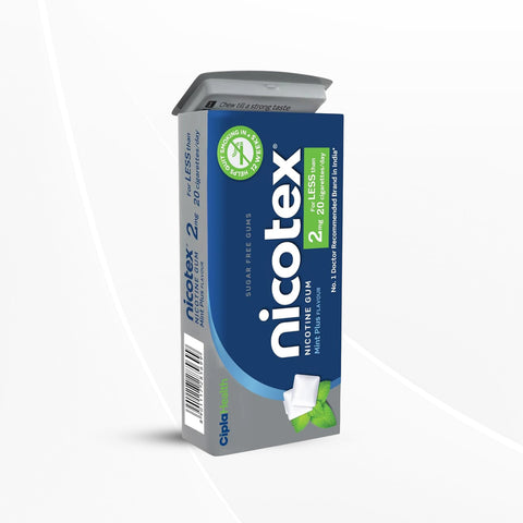 Cipla Nicotex Nicotine Sugar Free Mint Plus Gums 2mg | 29 Gums each Tin | Pack of 4