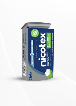 Cipla Nicotex Nicotine Sugar Free Mint Plus Gums 2mg WHO - approved Therapy | 40 Gums