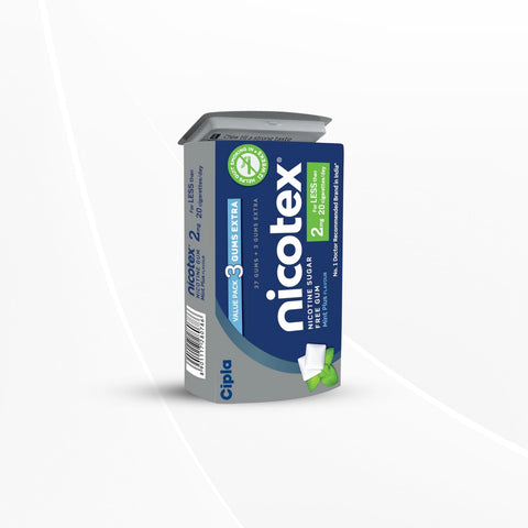 Cipla Nicotex Nicotine Sugar Free Mint Plus Gums 2mg WHO - approved Therapy | 40 Gums
