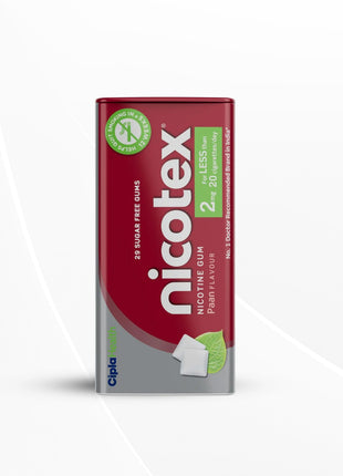 Cipla Nicotex Nicotine Sugar Free Paan Gums 2mg | 29 Gums each Tin | Pack of 2