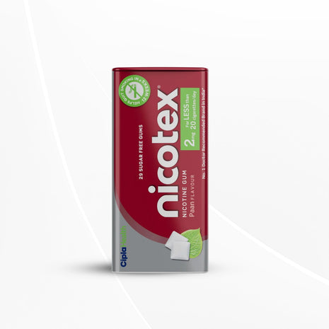 Cipla Nicotex Nicotine Sugar Free Paan Gums 2mg | 29 Gums each Tin | Pack of 4
