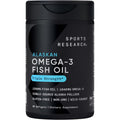 Sports Research Triple Strength Omega 3 Fish Oil - Burpless Fish Oil Supplement w/EPA & DHA Fatty Acids from Single-Source Wild Alaskan Pollock - 1250 mg, 90 ct