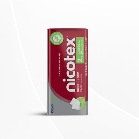Cipla Nicotex Nicotine Sugar Free Paan Gums 2mg | 29 Gums each Tin | Pack of 9