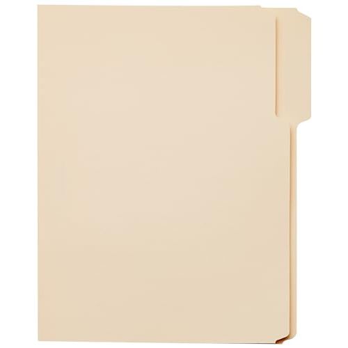 Amazon Basics File Folders with Tabs for Filing, 1/3-Cut Tab, Assorted Positions, 8.5x11 inches, Letter Size, Manila, Pack of 100