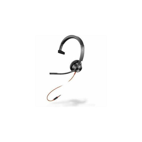 HP Poly Blackwire 3315 Headset - Mono - Mini-Phone (3.5mm) - Wired - 32 Ohm - Over-The-Head, On-Ear - Monaural - Supra-aural - 3.80 ft Cable - Omni-Directional Microphone - Black