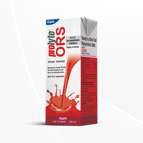 Cipla Prolyte Ors Ready To Drink Oral Rehydration Contains Vital Electrolytes | Apple, Pack Of 10