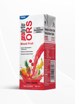 Cipla Prolyte ORS Ready to Drink Oral Rehydration Contains Vital Electrolytes (Mixed Fruit, Pack of 10)