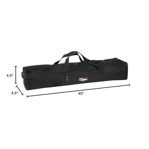 VidPro TC-45 Tripod Carrying Case - Heavy Duty Nylon Bag with Shoulder Straps and Handles - Compact Case with Full Length Zippered Closure Plus External Pocket Fits Tripod with Head up to 45 Inches
