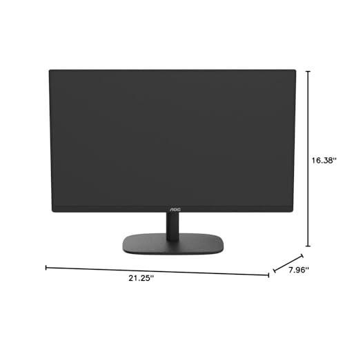 AOC 24B2H2 24” Frameless IPS Monitor, FHD 1920x1080, 100Hz, 106% sRGB, for Home and Office, HDMI x2, Low Blue Mode, VESA Compatible, Black