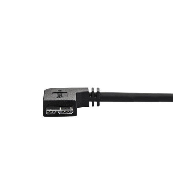 StarTech.com 0.5m 20in Slim Micro USB 3.0 Cable M/M - Right-Angle Micro-USB - USB 3.0 A to Micro B - Angled Micro USB 3.1 Gen 1 5Gbps (USB3AU50CMRS) , Black