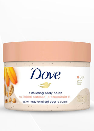 Dove Exfoliating Body Polish Scrub for Delicate & Sensitive Skin with Oatmeal & Calendula Oi, 298g