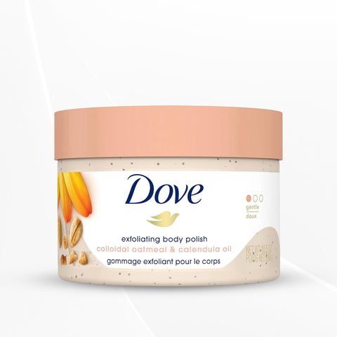 Dove Exfoliating Body Polish Scrub for Delicate & Sensitive Skin with Oatmeal & Calendula Oi, 298g