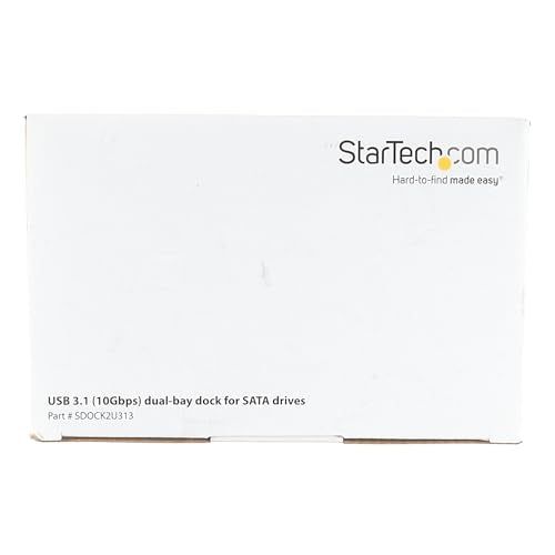 StarTech.com Dual-Bay USB 3.1 to SATA Hard Drive Docking Station, USB 3.1 (10 Gbps), External 2.5/3.5" SATA I/II/III, SSD/HDD Docking Station, Hot-Swap Hard Drive Bay, Top-Loading (SDOCK2U313)