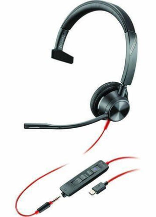Poly Blackwire 3310 USB-C Headset TAA - Mono - USB Type C - Wired - 32 Ohm - 20 Hz - 20 kHz - On-Ear - Monaural - Ear-Cup - 7.10 ft Cable - Omni-Directional Microphone - Noise Canceling - Black - TAA