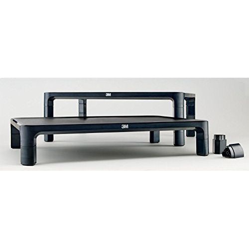 3M Adjustable Monitor Stand for Monitors and Laptops, Three Leg Segments Simply Adjust Height from 1.7" to 5.5", Holds up to 20 lbs, 13.6 in Clearance Between Legs for Storage, Black (MS85B)