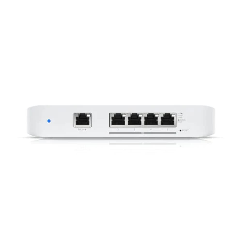 UBIQUITI UniFi Switch Flex XG - Layer 2 switch with 4 10GbE RJ45 ports and 1 GbE, 802.3at PoE+ RJ45 input.