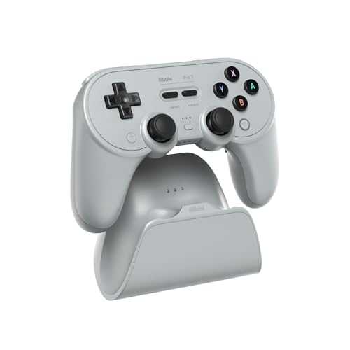 8BitDo Pro 3 Bluetooth Controller for Switch/Switch 2 – TMR Joysticks, Swappable ABXY Buttons, Pro Back Buttons, Charging Dock, Hall Effect Triggers, for Windows, Apple, SteamOS, Android - Gray