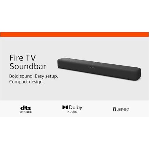 Amazon Fire TV Soundbar (newest model), 2.0 speaker with DTS Virtual:X and Dolby Audio, Bluetooth connectivity