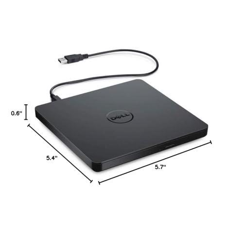 Dell USB Slim DVD +/- RW Drive DW316 - Plug and Play, 8 Watt Power Consumption, Windows 11 or below - Black