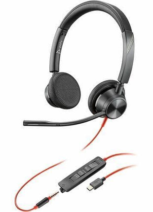 Poly Blackwire 3325 Headset +USB-C/A Adapter TAA - Microsoft Teams Certification - Stereo - Mini-phone (3.5mm), USB Type C - Wired - 32 Ohm - 20 Hz to 20 kHz - On-ear - Binaural - Ear-cup - 7 ft Cable