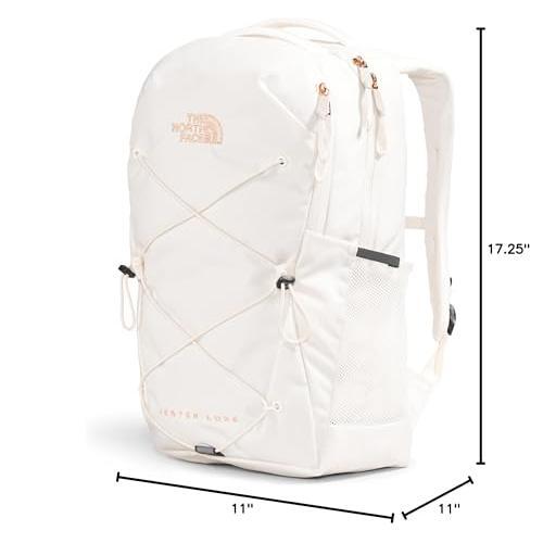THE NORTH FACE Women's Jester Luxe Everyday Laptop Backpack, Gardenia White/Burnt Coral Metallic, One Size