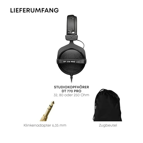 beyerdynamic DT 770 PRO 80 Ohm Over-Ear Studio Headphones in Gray. Enclosed design, wired for professional recording and monitoring