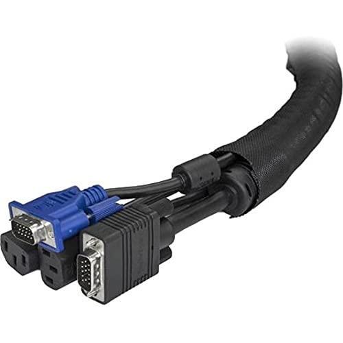 StarTech.com 6.5' (2m) Cable Management Sleeve - Flexible Coiled Cable Wrap - 1.0-1.5" dia. Expandable Sleeve - Polyester Cord Manager/Protector/Concealer - Black Trimmable Cable Organizer (WKSTNCM)